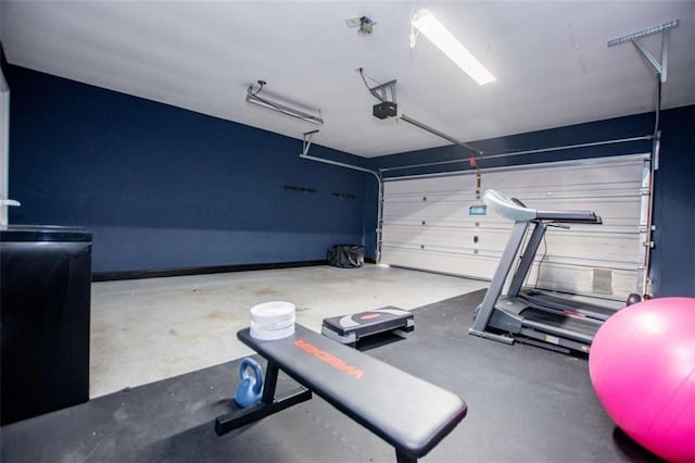 exercise area with a garage