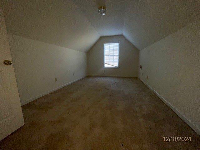 additional living space featuring lofted ceiling