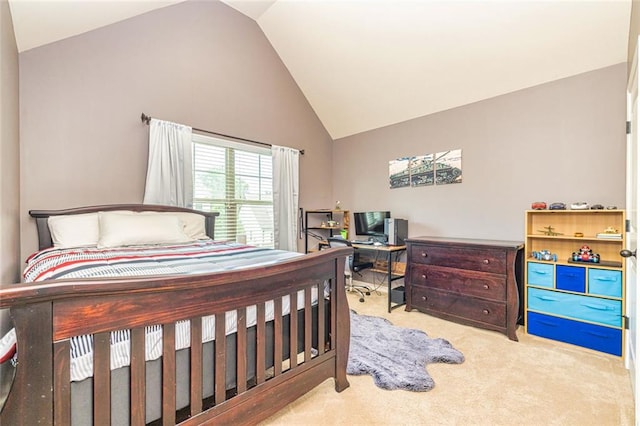 139 Village Park Dr, Newnan, GA 30265 - carpeted bedroom featuring high vaulted ceiling and an office area