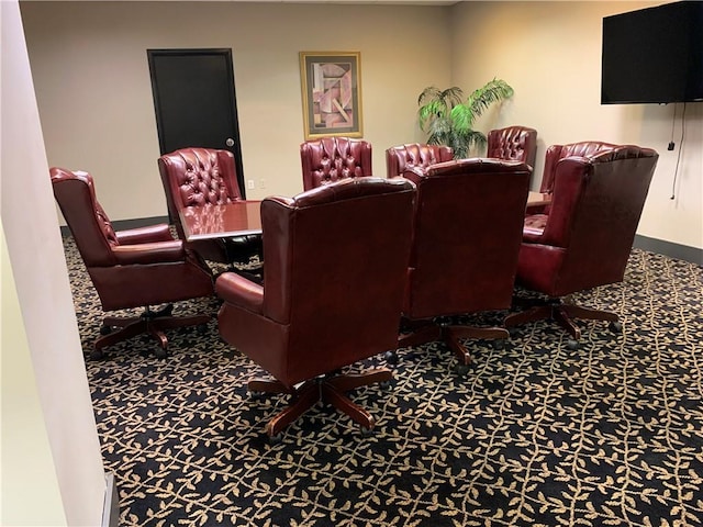 view of carpeted dining room