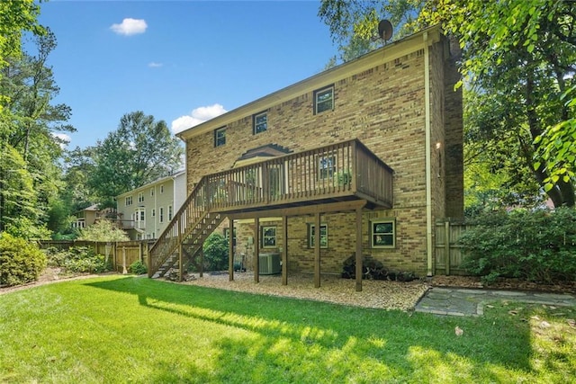 786 Mitsy Pt, Marietta, GA 30068 - back of property with a wooden deck, stairway, and brick siding