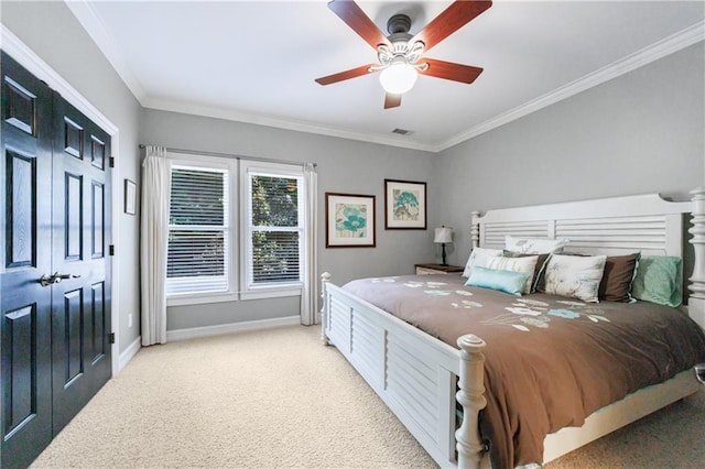 1255 Beech Haven Rd NE, Atlanta, GA 30324 - bedroom featuring carpet floors, crown molding, baseboards, and ceiling fan