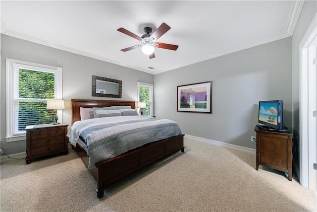1255 Beech Haven Rd NE, Atlanta, GA 30324 - bedroom featuring baseboards, ornamental molding, carpet floors, and ceiling fan