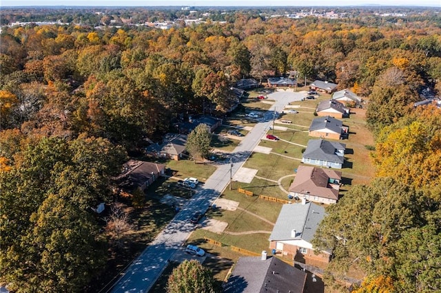 aerial view with a residential view and a forest view