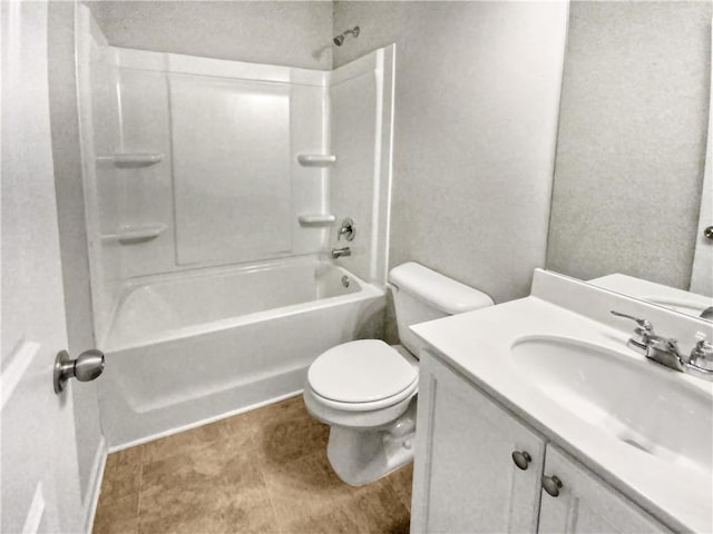 full bathroom featuring toilet, vanity, and shower / bath combination