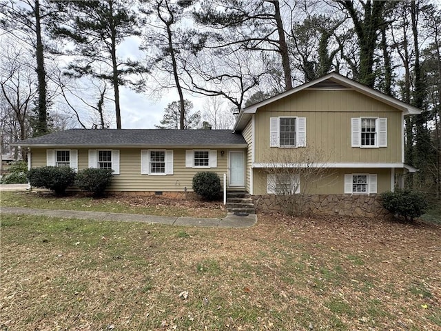 split level home featuring crawl space