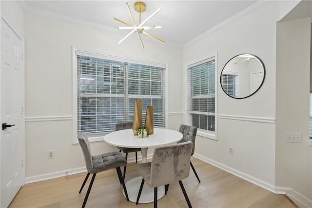 4254 River Green Dr NW Unit 616, Atlanta, GA 30327 - dining room featuring light wood finished floors, baseboards, an inviting chandelier, and crown molding