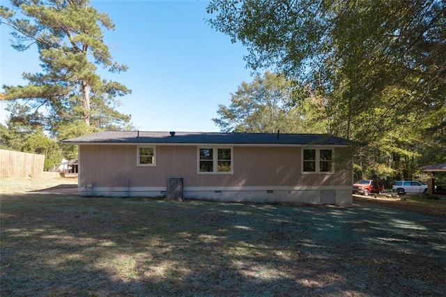610 Ash Ln, Monroe, GA 30655 - rear view of house featuring a yard, crawl space, and fence