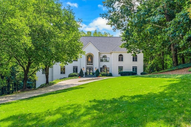 view of front of home with a front yard