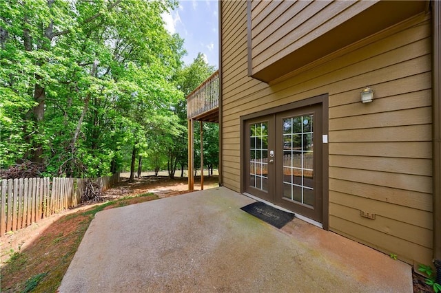 view of patio / terrace with fence and french doors