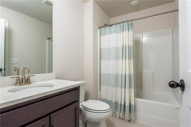 5025 Bryce Ln, Cumming, GA 30040 - full bathroom with toilet, shower / bath combo, vanity, and tile patterned flooring