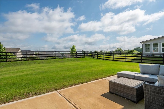 5025 Bryce Ln, Cumming, GA 30040 - view of yard featuring an outdoor living space, a view of rural / pastoral area, and a patio area