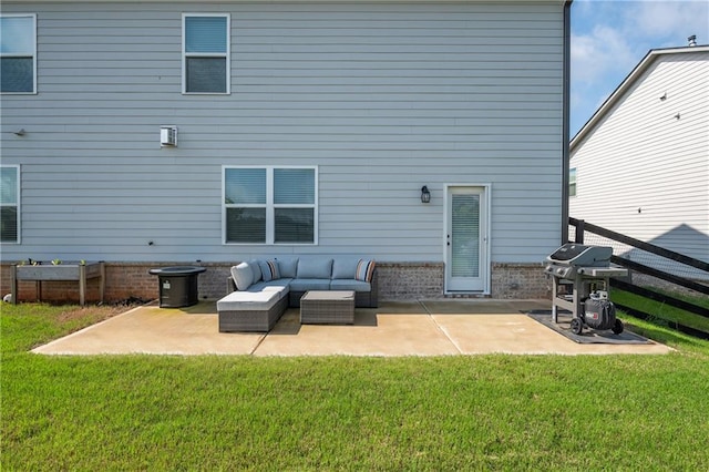 5025 Bryce Ln, Cumming, GA 30040 - back of house featuring a patio area, a lawn, and an outdoor living space