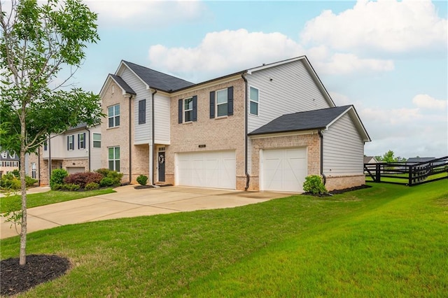 5025 Bryce Ln, Cumming, GA 30040 - view of front of home featuring brick siding, driveway, an attached garage, and a front lawn