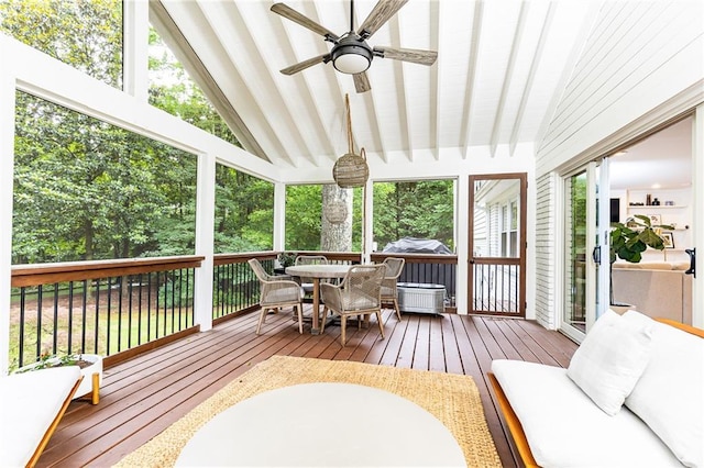 1329 W Nancy Creek Dr NE, Brookhaven, GA 30319 - wooden terrace featuring a ceiling fan and outdoor dining area