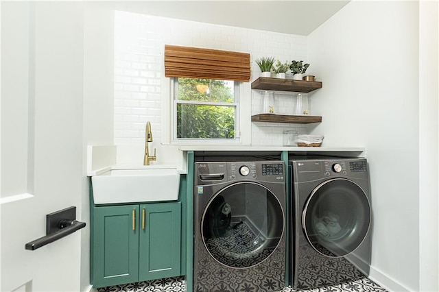 1329 W Nancy Creek Dr NE, Brookhaven, GA 30319 - laundry room with independent washer and dryer, baseboards, and cabinet space