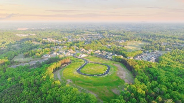 view of aerial view at dusk