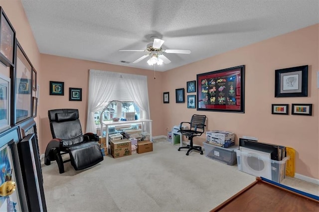 3573 Willow Tree Trce, Decatur, GA 30034 - carpeted office with ceiling fan, baseboards, and a textured ceiling