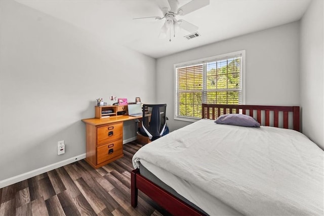 858 Red Rock Ct, Suwanee, GA 30024 - bedroom with dark wood-style flooring and ceiling fan