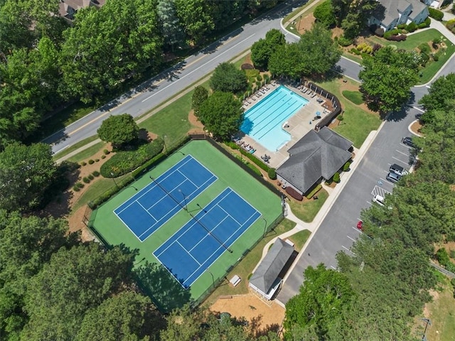 858 Red Rock Ct, Suwanee, GA 30024 - drone / aerial view of a pool area