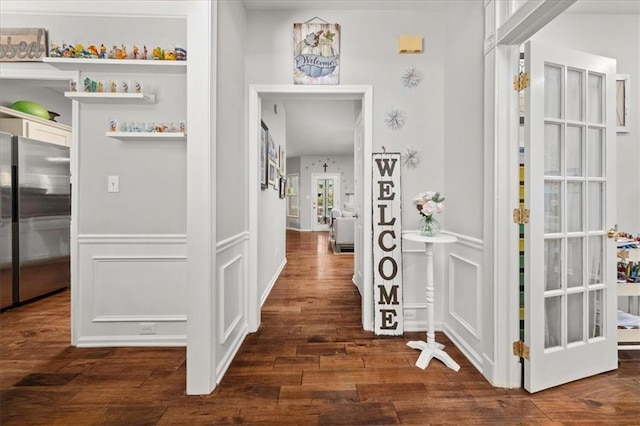 858 Red Rock Ct, Suwanee, GA 30024 - hallway with dark wood-type flooring