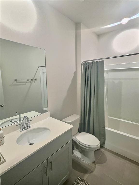 283 Wells Cir, Canton, GA 30114 - full bath with vanity, tile patterned flooring, toilet, and shower / tub combo
