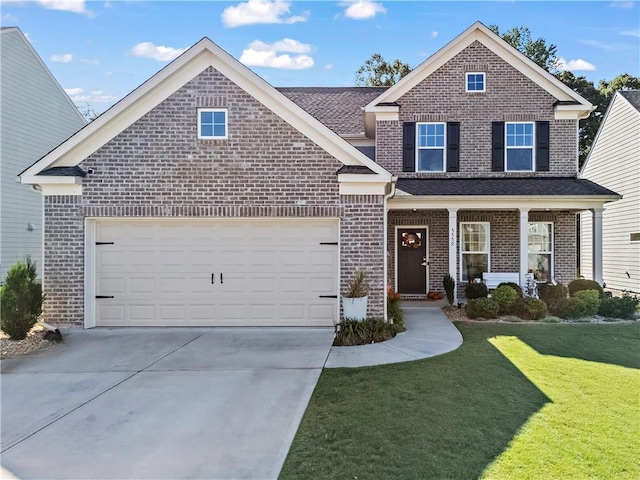 view of front of house featuring a front yard and covered porch