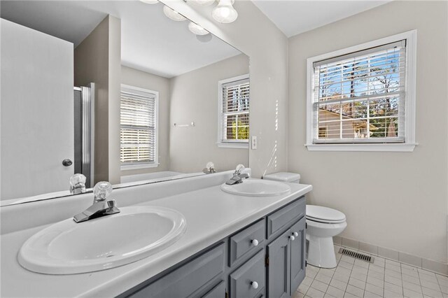 6165 Picketts Rdg NW, Acworth, GA 30101 - full bath featuring a sink, visible vents, a stall shower, and tile patterned flooring