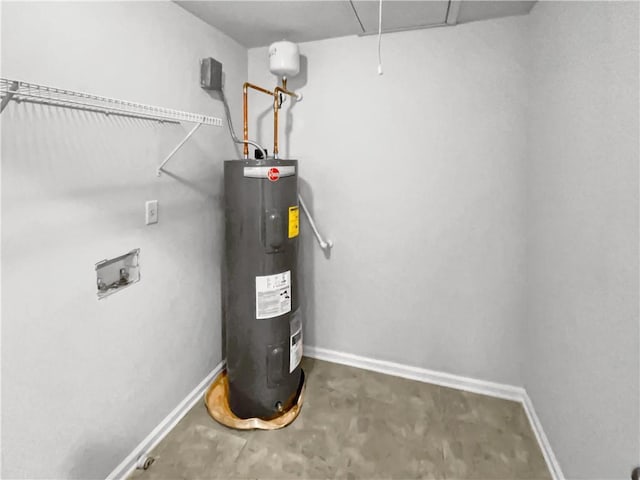 utility room with electric water heater