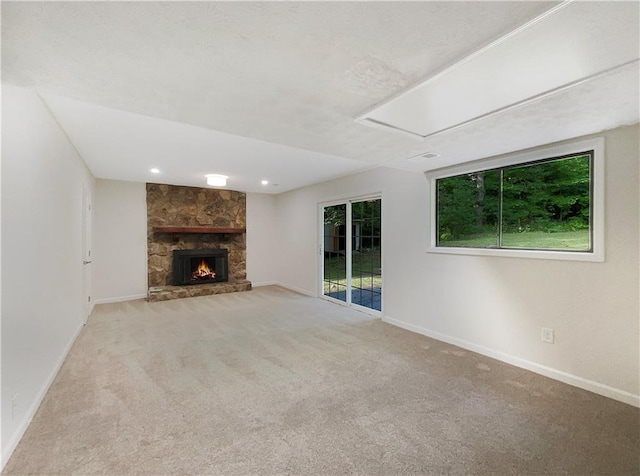 2140 Fern Valley Dr SW, Atlanta, GA 30331 - unfurnished living room with light carpet and a fireplace