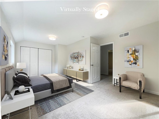 2140 Fern Valley Dr SW, Atlanta, GA 30331 - bedroom with vaulted ceiling, a closet, and carpet