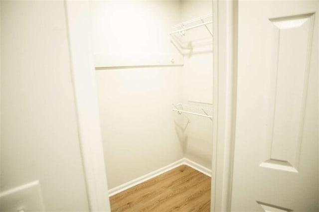 walk in closet with hardwood / wood-style floors