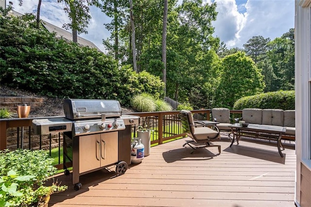 deck featuring outdoor lounge area