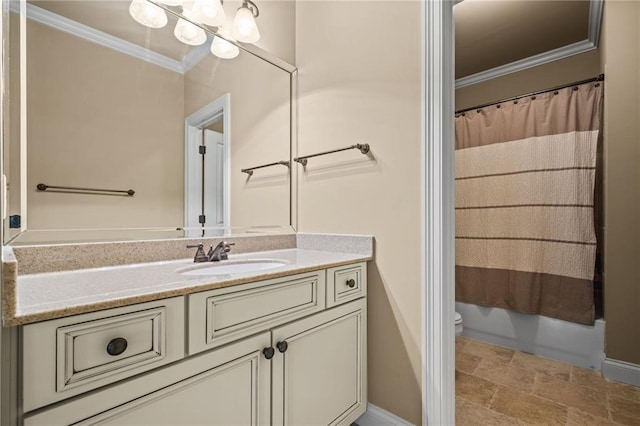 771 Tate Overlook, Marietta, GA 30064 - full bath with vanity, ornamental molding, toilet, stone finish flooring, and baseboards
