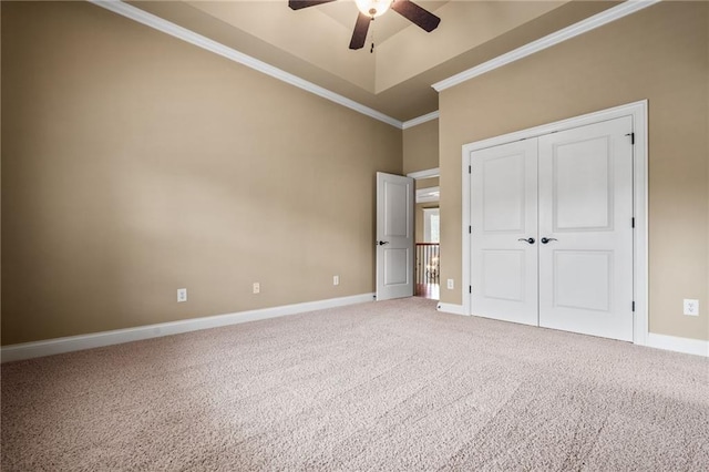 771 Tate Overlook, Marietta, GA 30064 - unfurnished bedroom with carpet, ornamental molding, baseboards, a closet, and a high ceiling