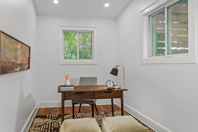 1734 8th St, Brookhaven, GA 30341 - office area featuring wood finished floors and recessed lighting