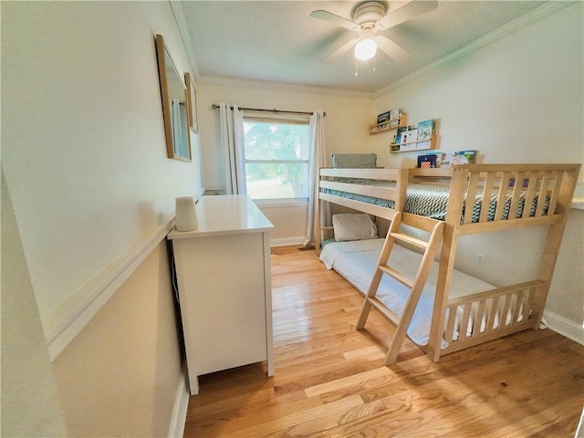 3905 Hunt Dr SE, Gainesville, GA 30507 - bedroom featuring light wood-style flooring, crown molding, and a ceiling fan