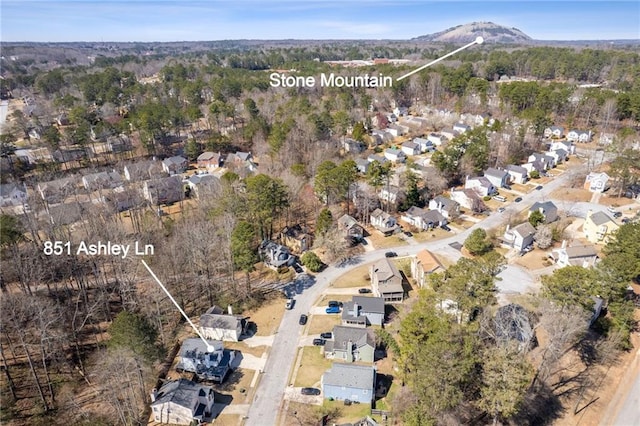 aerial view with a residential view and a mountain view