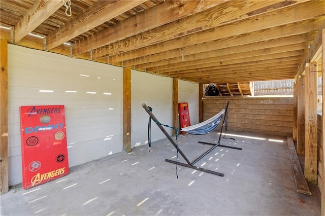 view of unfinished basement