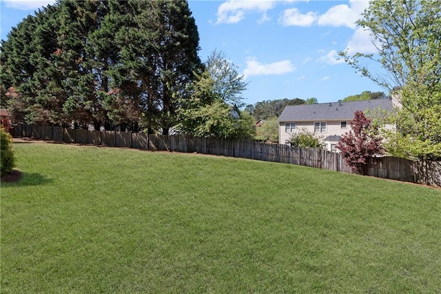 view of yard featuring a fenced backyard