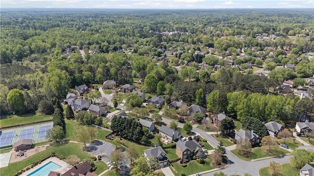 drone / aerial view with a forest view