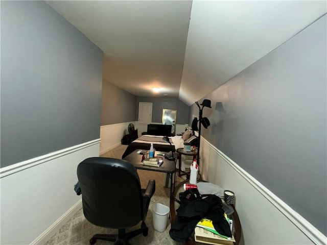 1162 Mason Lee, Loganville, GA 30052 - carpeted home office featuring wainscoting and vaulted ceiling