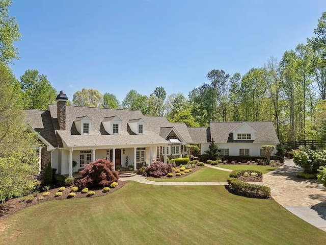 new england style home featuring a front lawn