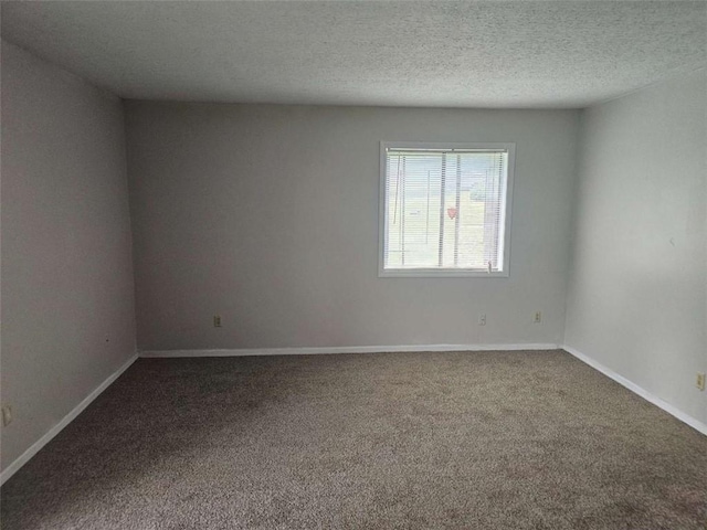 empty room with carpet flooring and a textured ceiling