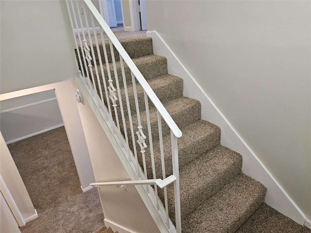 staircase with carpet flooring