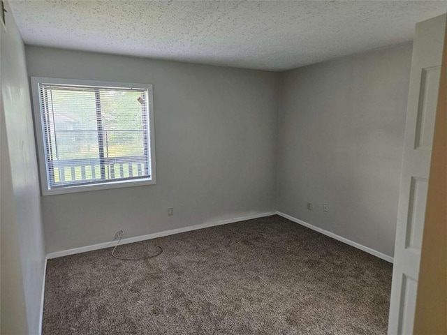 spare room featuring carpet floors and a textured ceiling