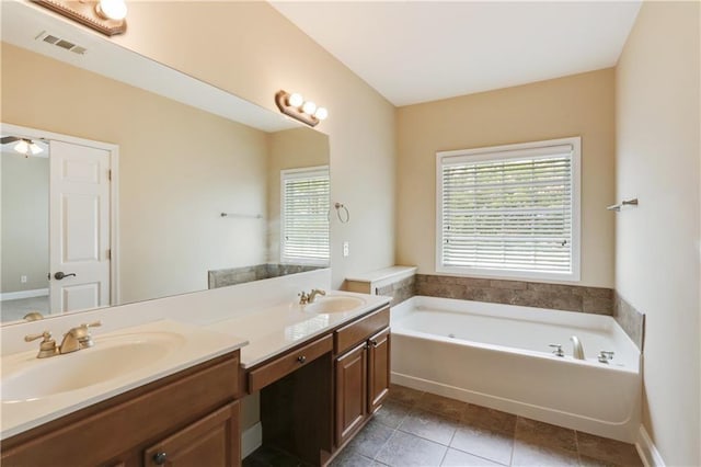 5060 Windcrest Ln, Alpharetta, GA 30022 - full bath featuring double vanity, a bath, and tile patterned floors