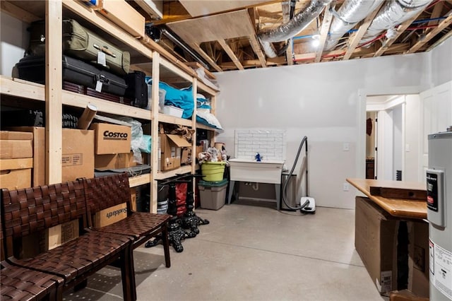 storage room featuring electric water heater