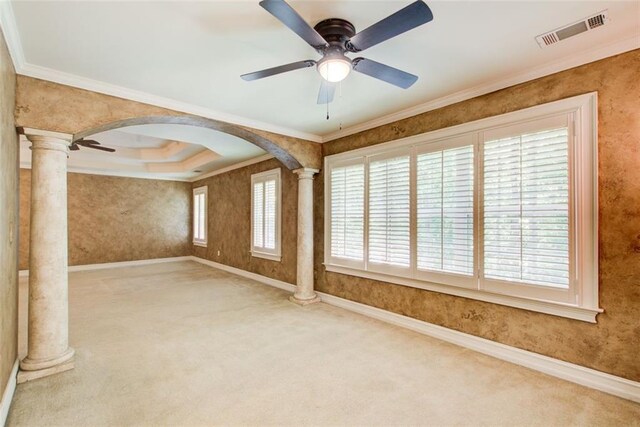 245 Ashley Forest Dr, Fayetteville, GA 30214 - kitchen featuring crown molding, a chandelier, stainless steel double oven, arched walkways, and light wood-style flooring