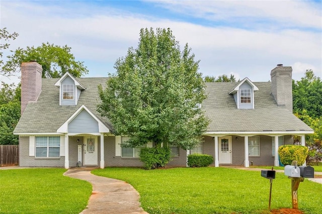 2124 Hickory Bnd SE, Conyers, GA 30013 - cape cod-style house with a chimney, covered porch, and brick siding